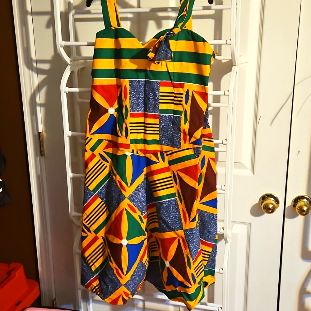 Ghanaian African Print Dress Multicolored L